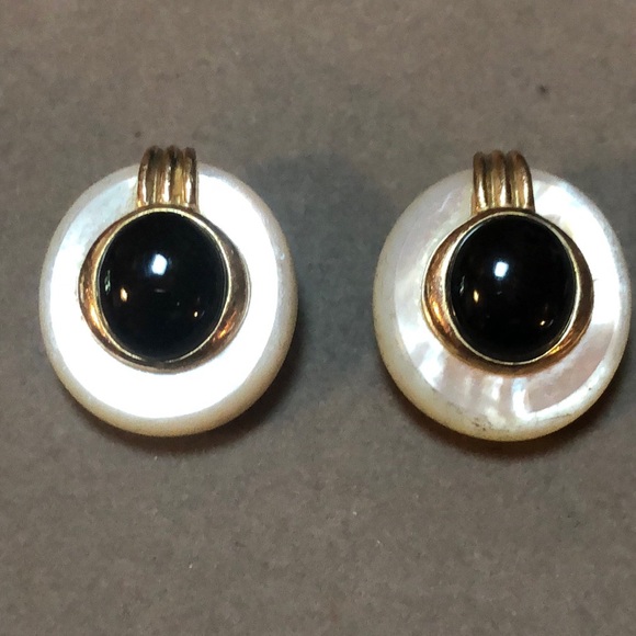 Kai Yin Lo Kylo 925 Onyx & Mother Of Pearl Clip On - Picture 2 of 14